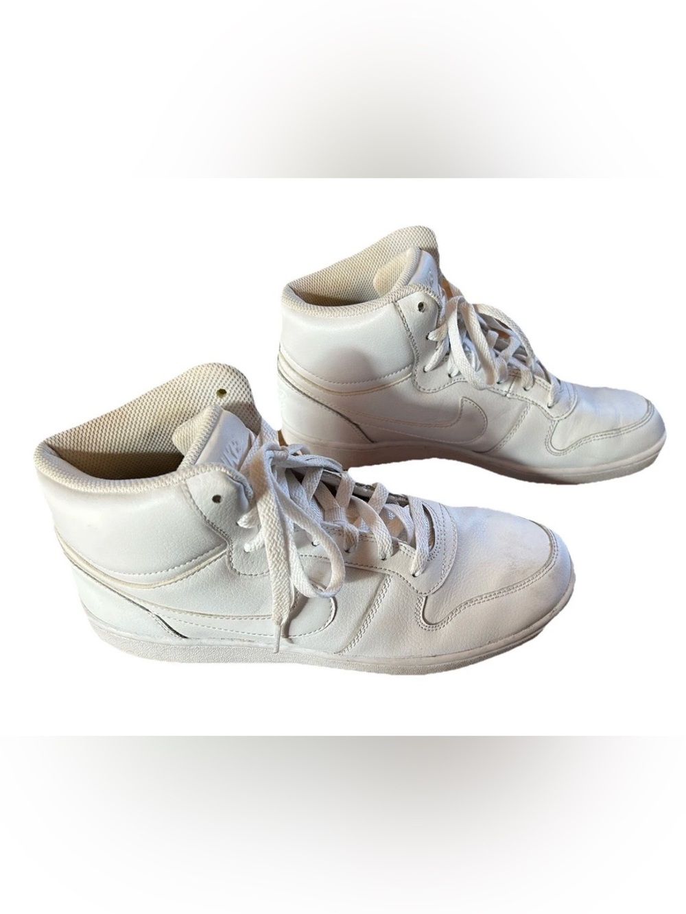 Nike Ebernon Mid-High Triple White Shoes AQ1773-100 Unisex, Men’s Size 8.5 EUC